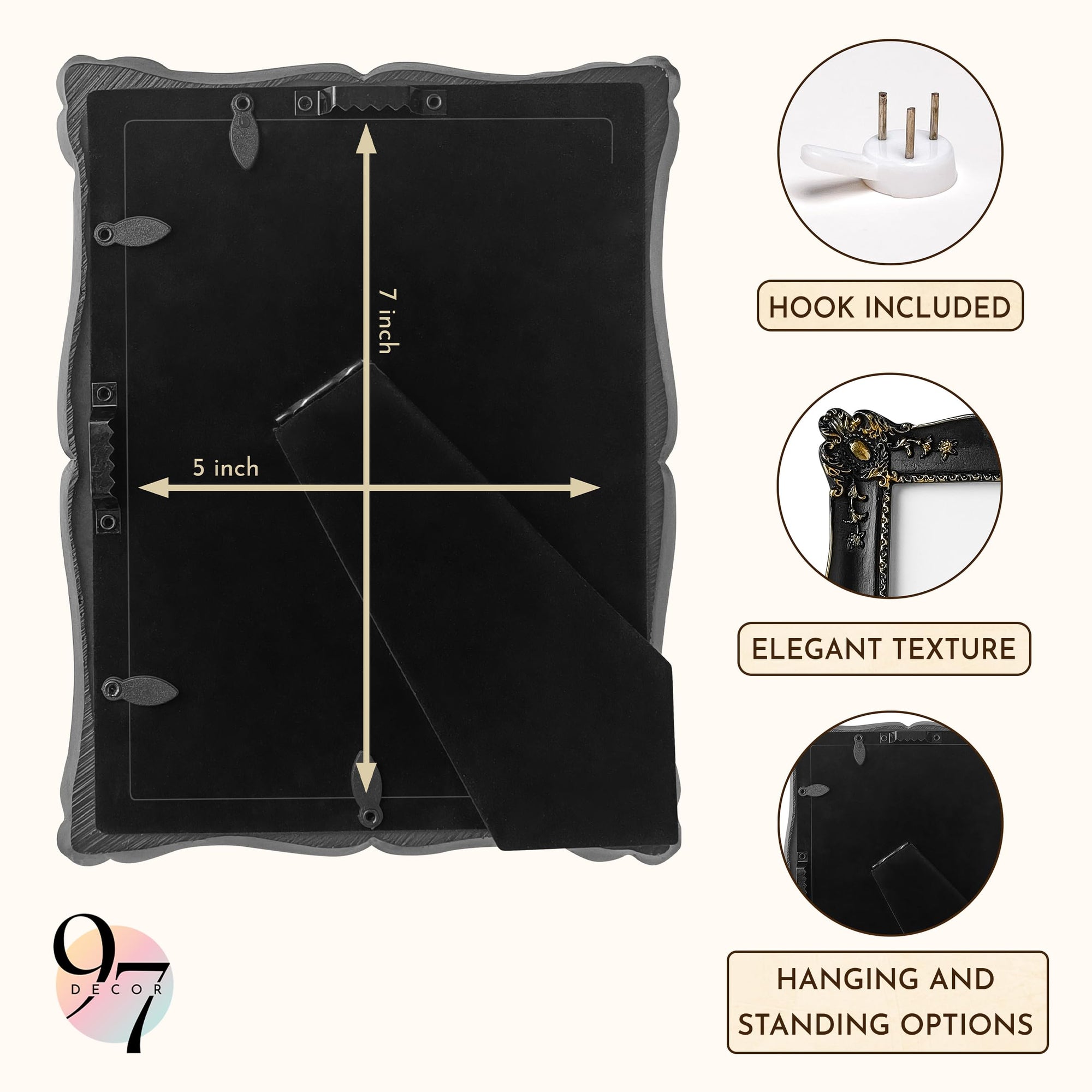 Black Vintage Picture Frames 5x7