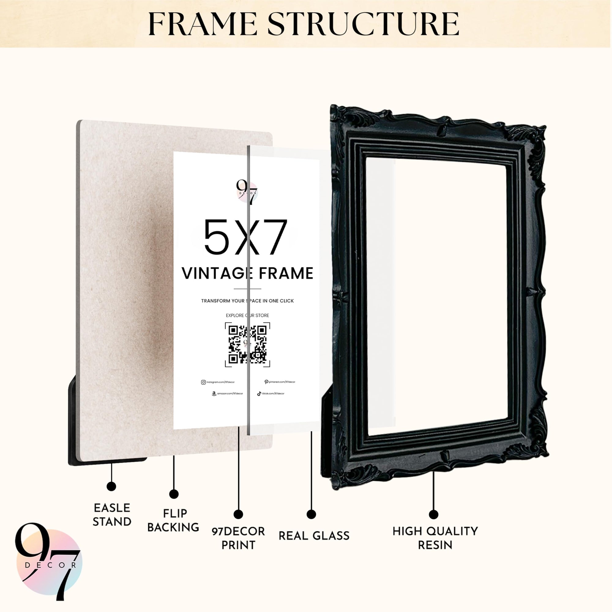 Black Gothic Picture Frame 5x7