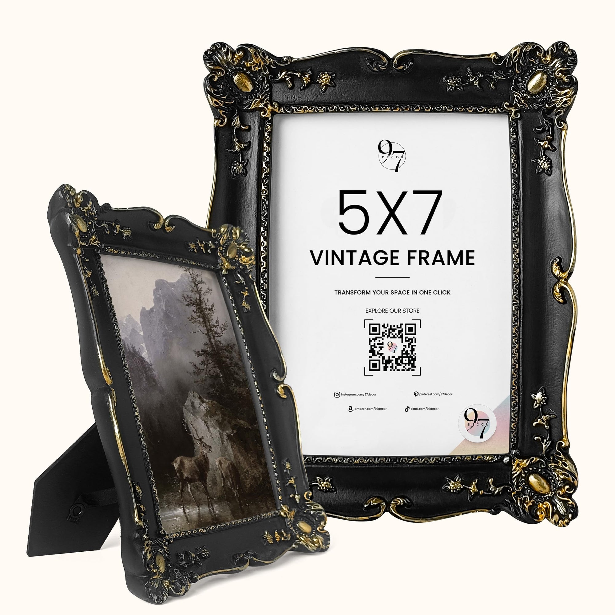 Black Vintage Picture Frames 5x7