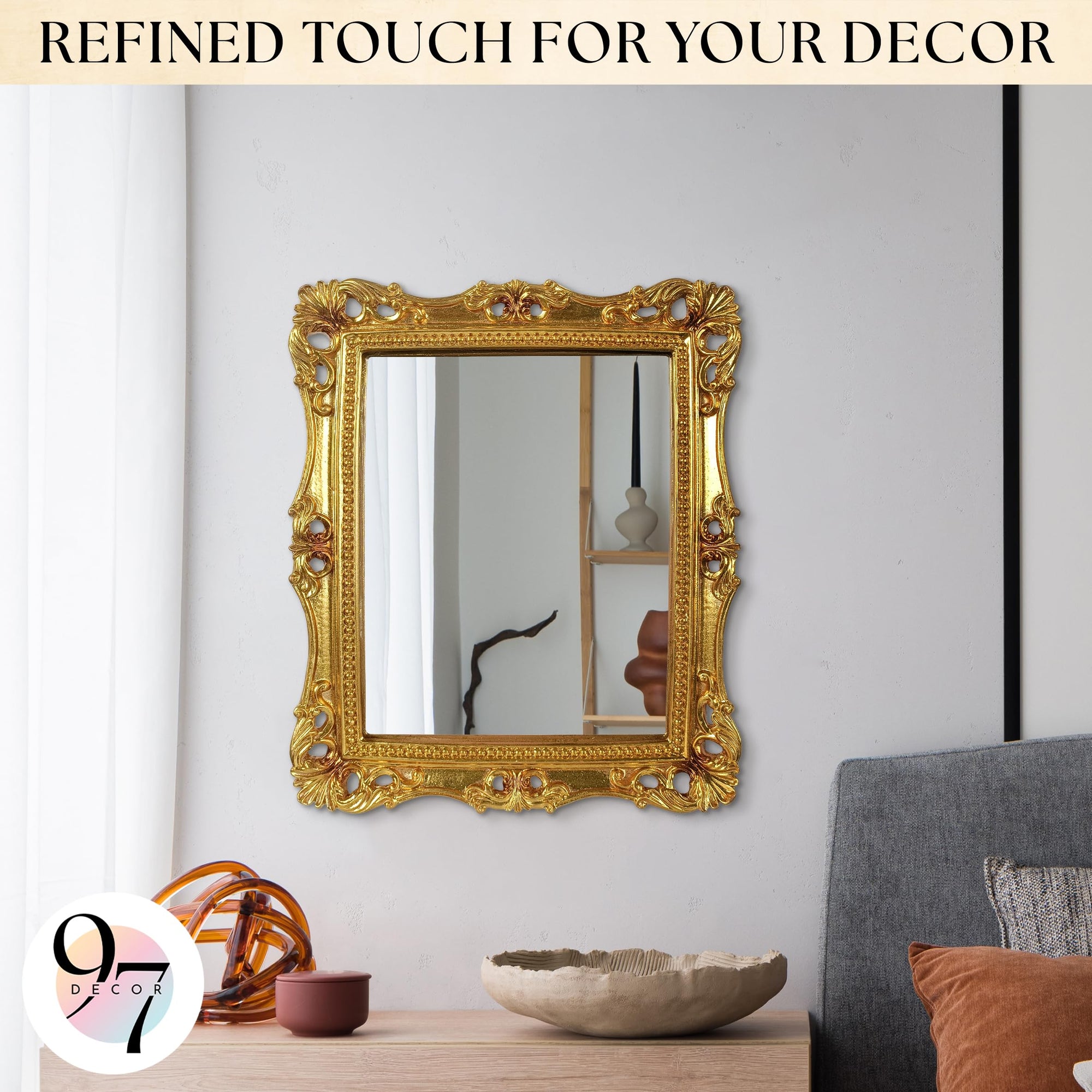 Antique Gold Wall Mirror Vintage Decor