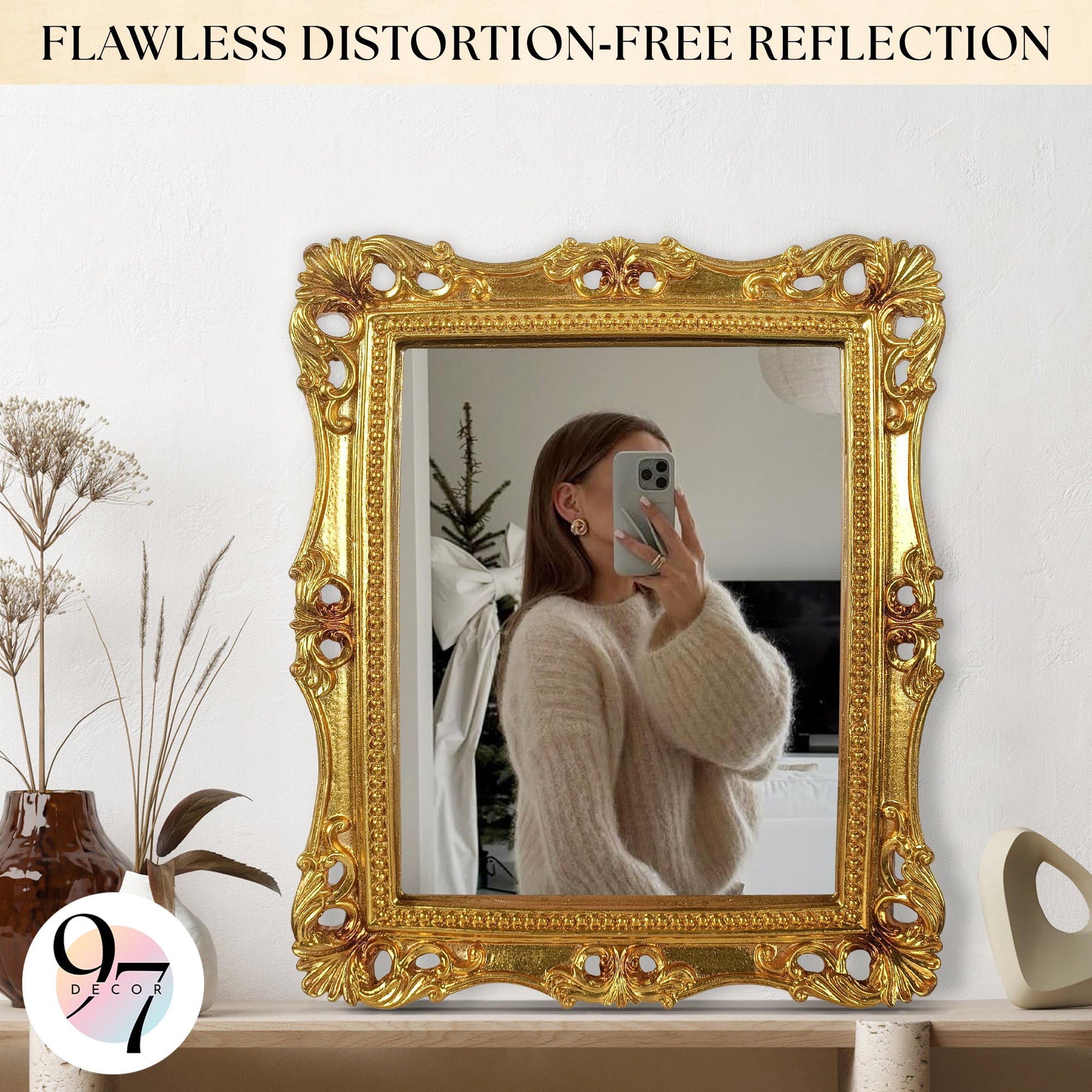 Antique Gold Wall Mirror Vintage Decor