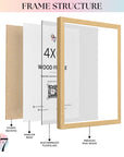 Set of 3 4x6 Beige Wood Frame