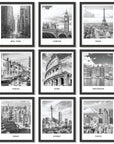 Black White City Wall Art Print