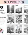 Black White City Wall Art Print