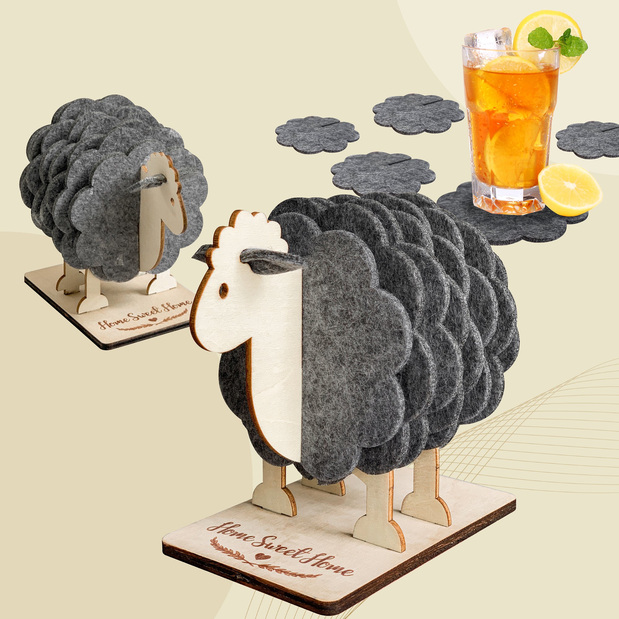 Sheep felt coaster