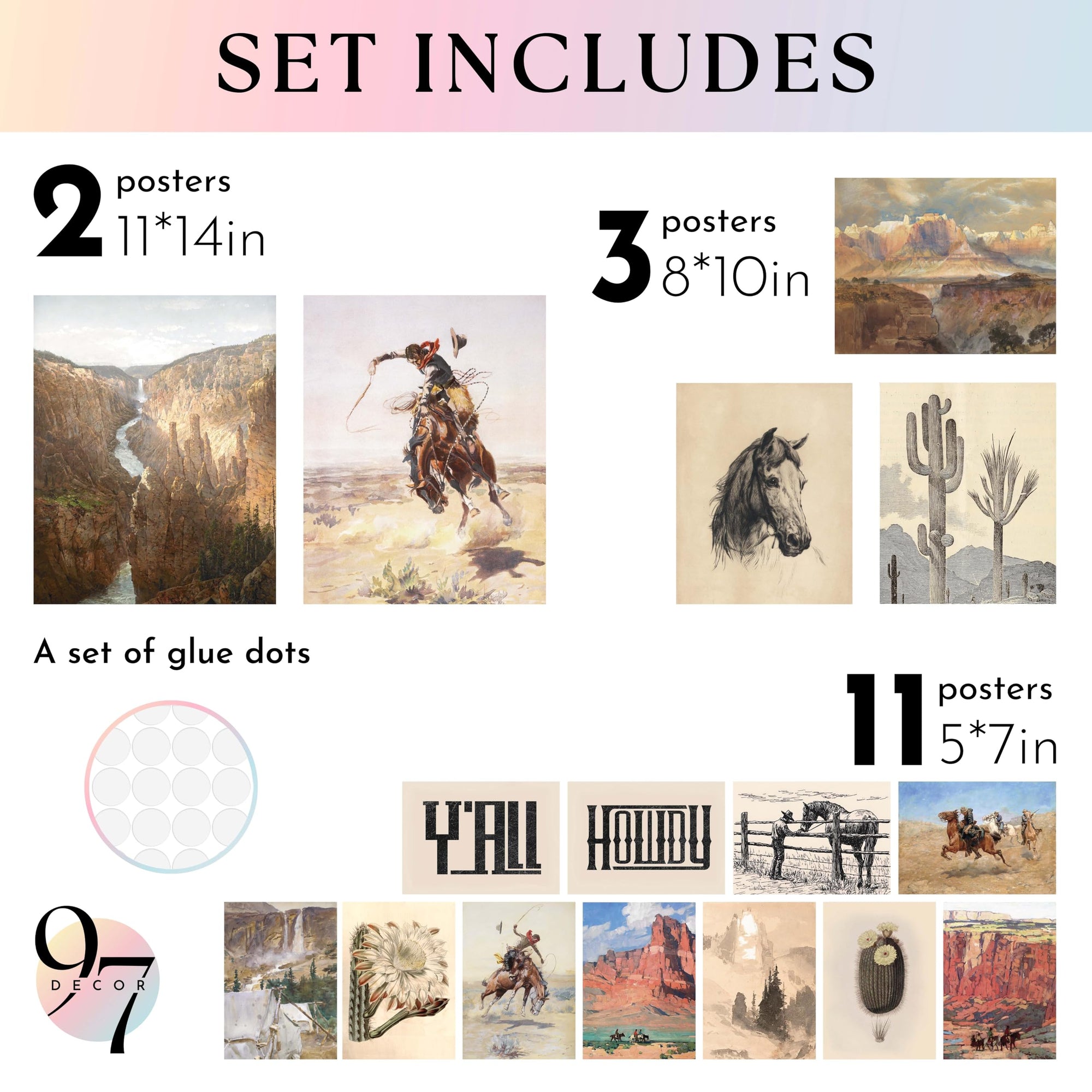 LARGE 11x14 Boho Western Home Decor