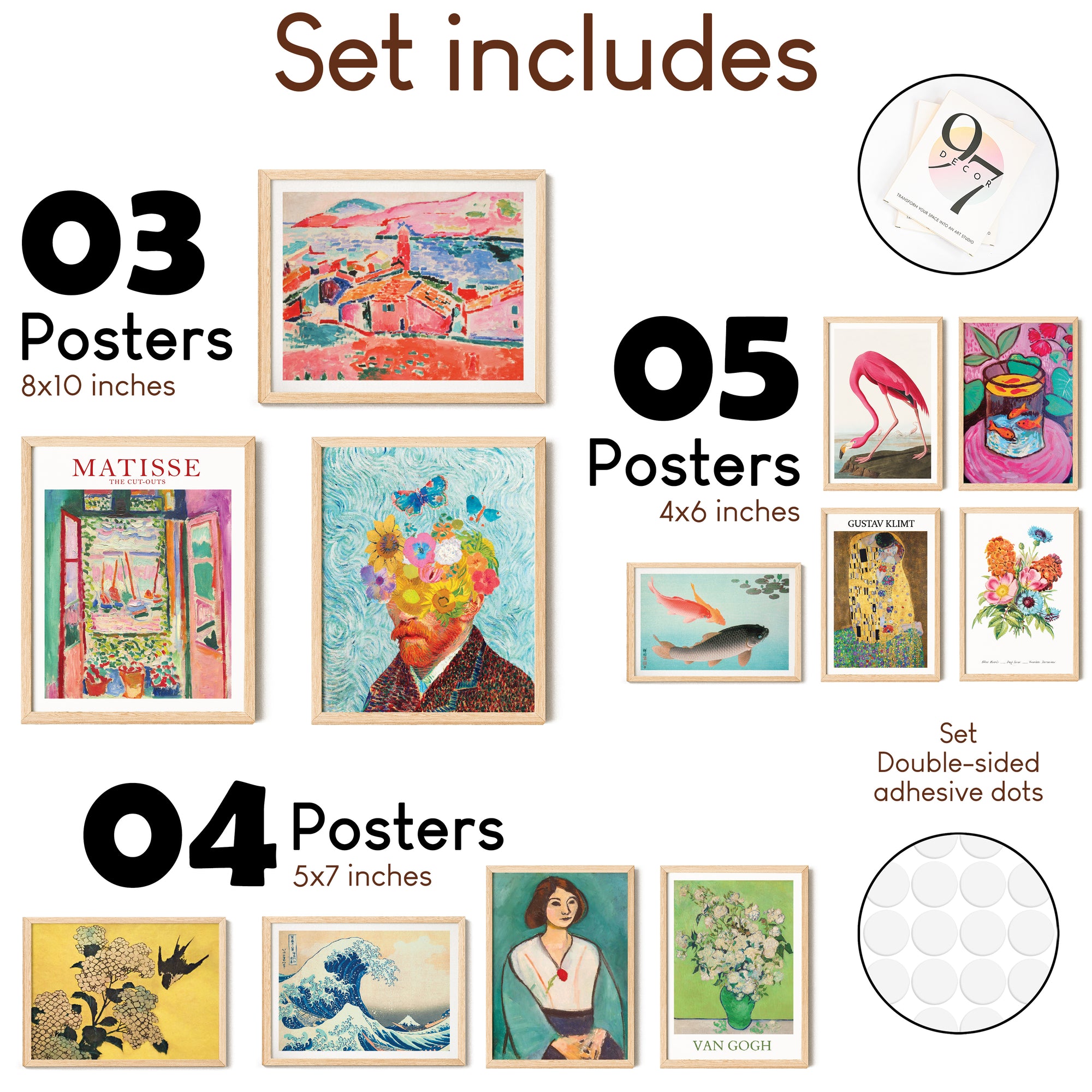 97 Decor Colorful Eclectic Decor - Maximalist Decor, Eclectic Home Decor, Eclectic Wall Decor, Funky Eclectic Gallery Wall Art Prints for Bedroom, Famous Artist Painting Pictures (UNFRAMED)
