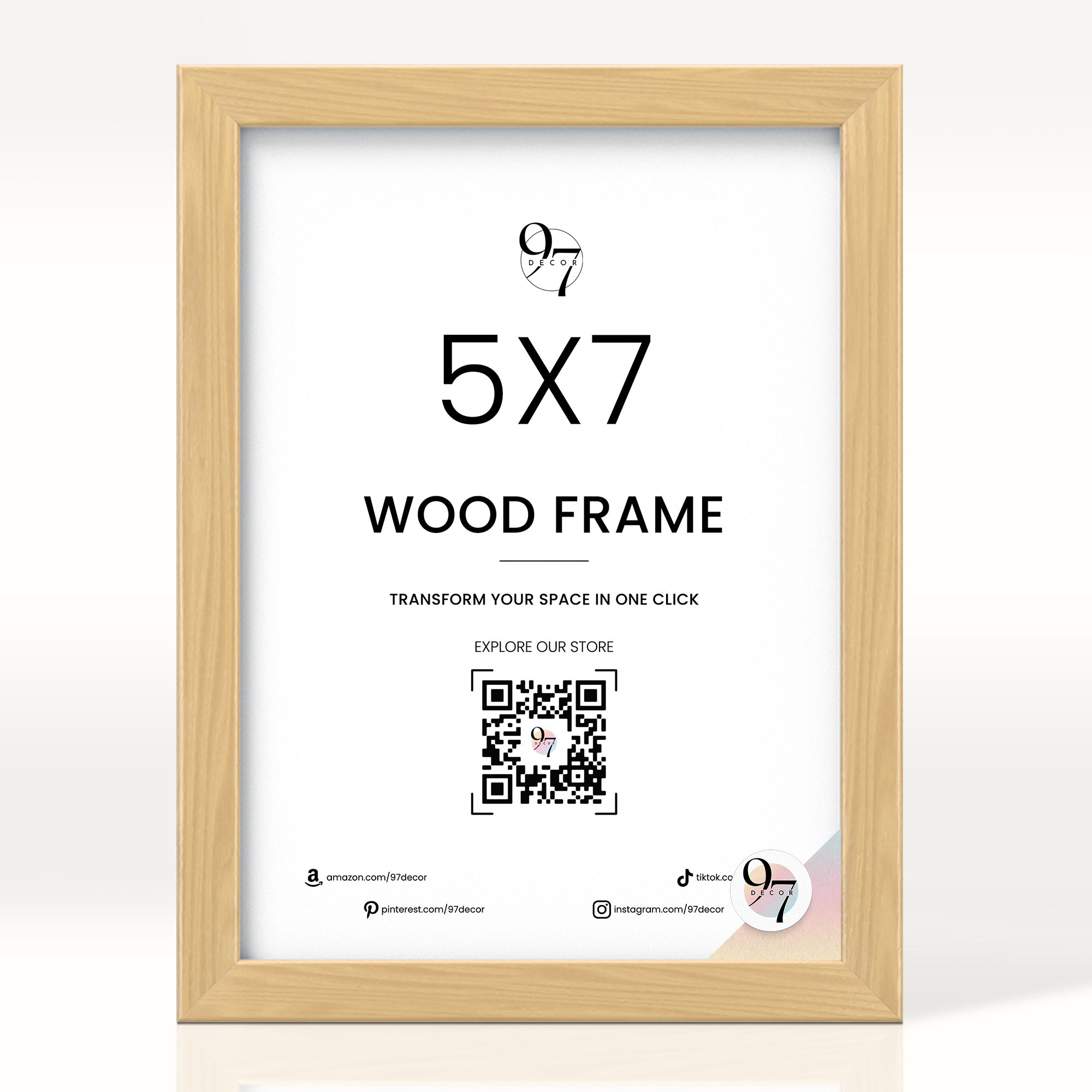 5x7 Beige Wood Frame