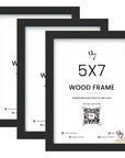 Set of 3 5x7 Black Wood Frame
