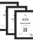 Set of 3 4x6 Black Wood Frame