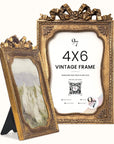 Gold Vintage Frame 4x6 - Antique Picture Frames 4x6, Unique Photo Frame 4x6, Small 4 By 6 Ornate Frame For Tabletop And Wall Hanging