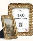 Gold Vintage Frame 4x6 - Antique Picture Frames 4x6, Unique Photo Frame 4x6, Mini 4 By 6 Ornate Frame For Tabletop And Wall Hanging