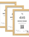 Set of 3 4x6 Beige Wood Frame