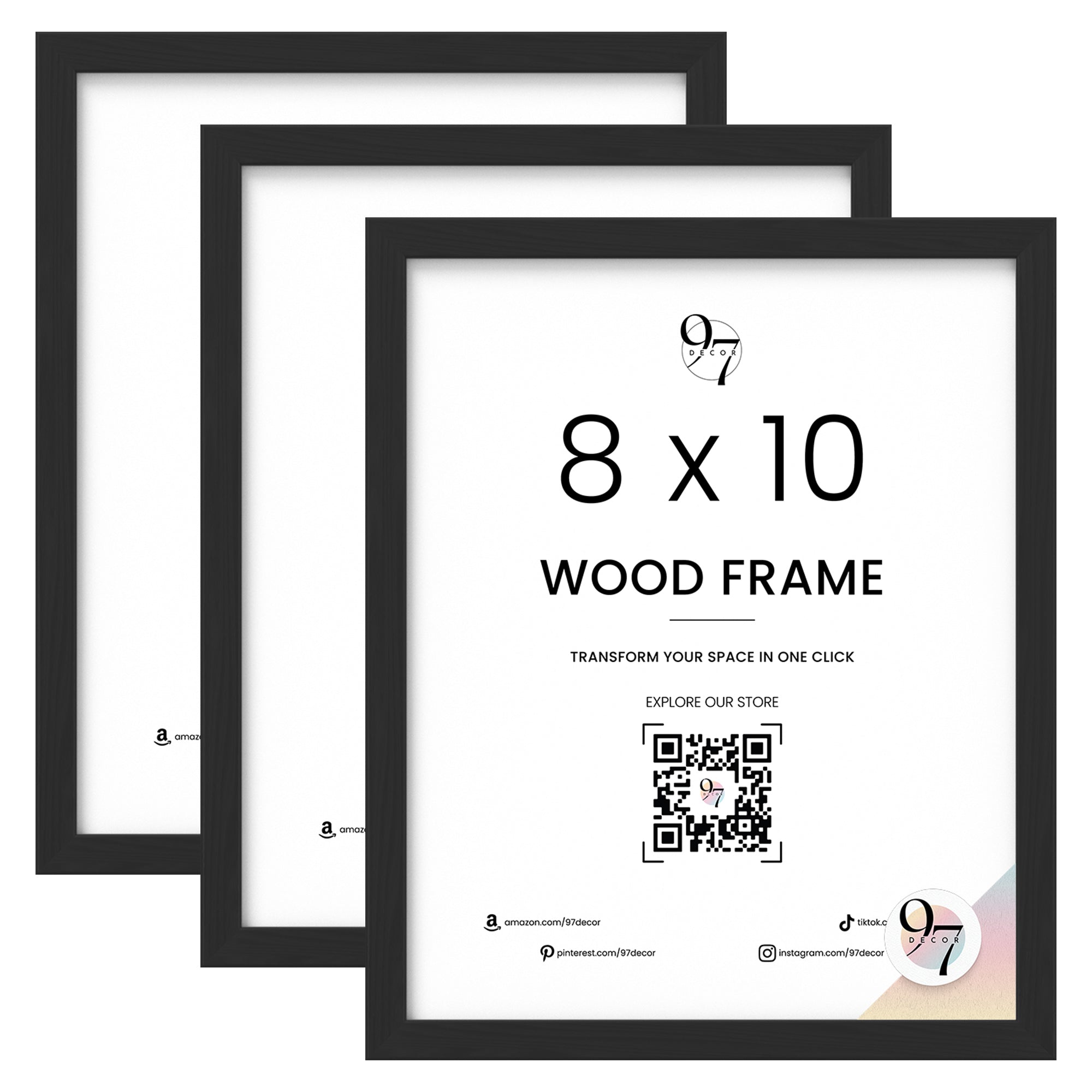Set of 3 Black Wood Frame