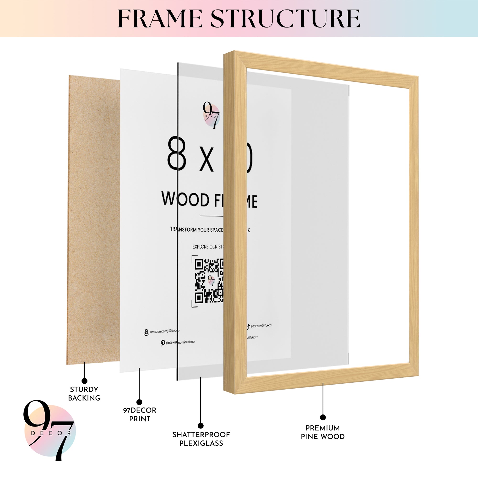 8x10 Beige Wood Frame