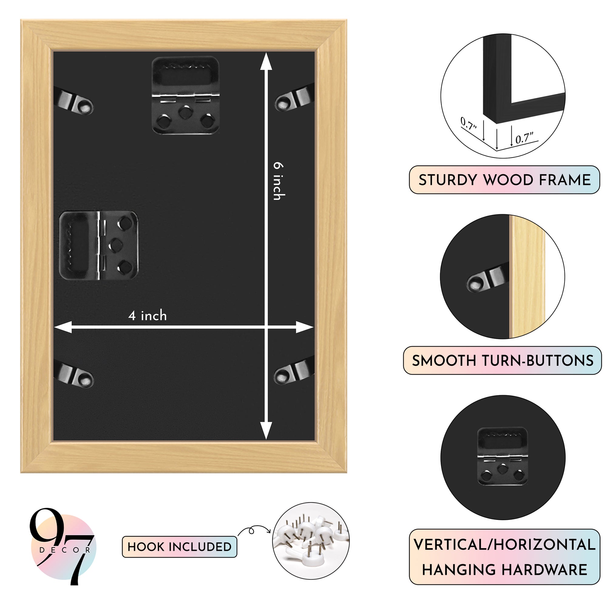 Set of 3 4x6 Black Wood Frame