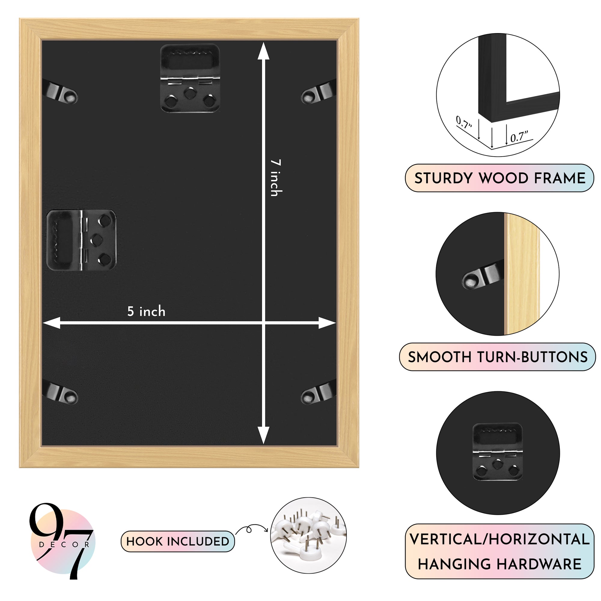 Set of 3 5x7 Black Wood Frame