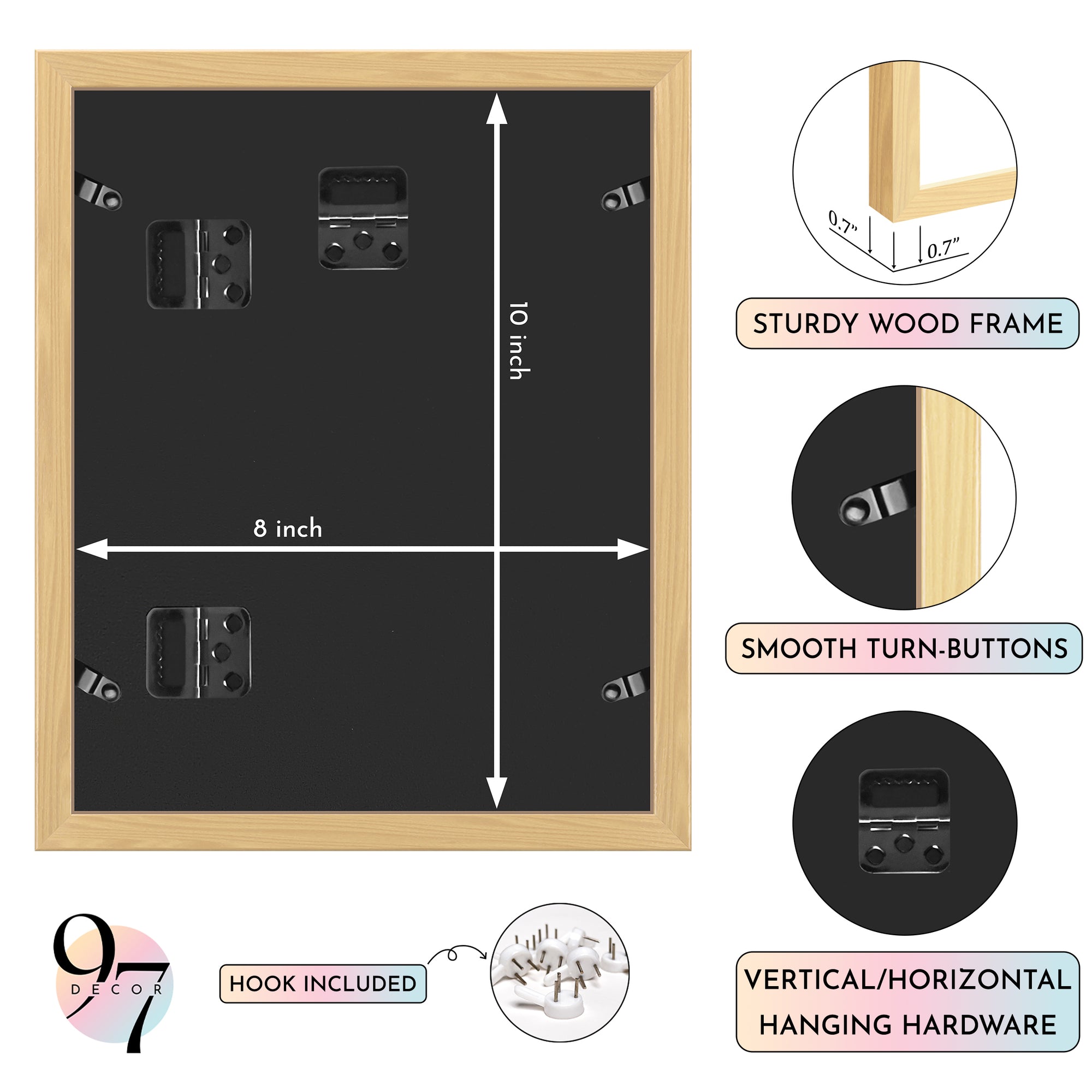 Set of 3 8x10 Beige Wood Frame