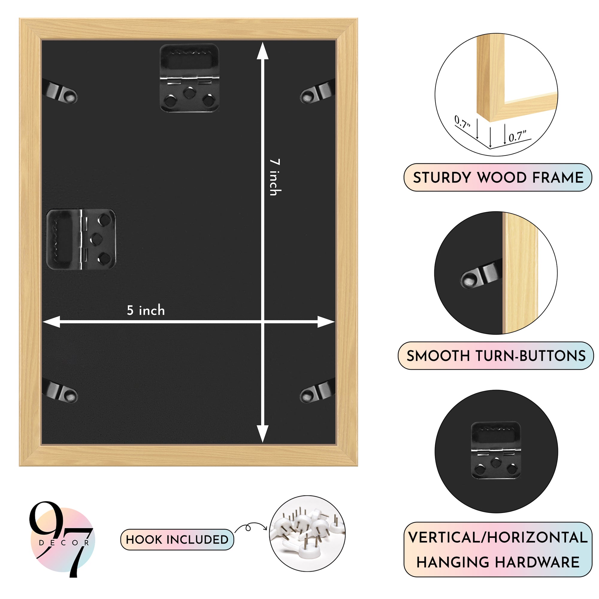 Set of 3 5x7 Beige Wood Frame